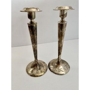 Pair‎ Of Shreve Co Sterling Silver Candlesticks 9 3/4” Base Loaded Small Dent